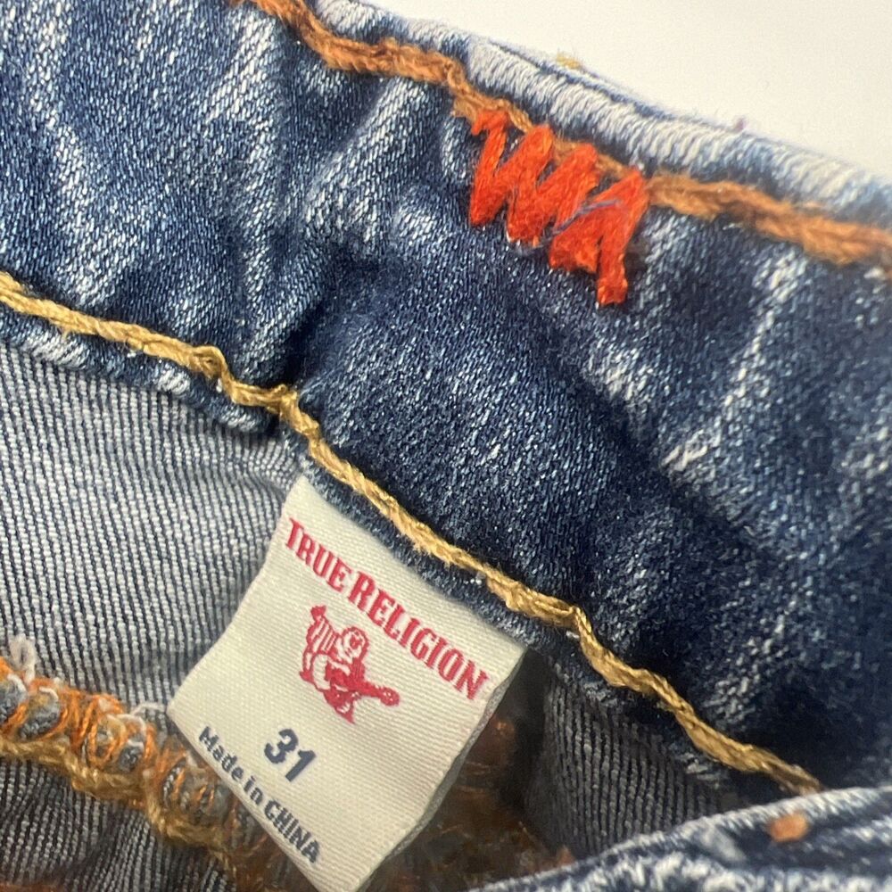 True Religion Billie Mid Rise Straight Jeans Womens 31 Rope Stitch Orange - Picture 4 of 14